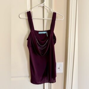 Guess by Marciano Deep Purple Draped Blouse